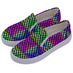 Bright  Circle Abstract Black Green Pink Blue Kids  Canvas Slip Ons by BrightVibesDesign