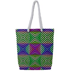 Bright  Circle Abstract Black Green Pink Blue Full Print Rope Handle Tote (small) by BrightVibesDesign