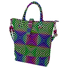 Bright  Circle Abstract Black Green Pink Blue Buckle Top Tote Bag by BrightVibesDesign