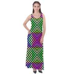 Bright  Circle Abstract Black Green Pink Blue Sleeveless Velour Maxi Dress by BrightVibesDesign