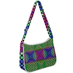 Bright  Circle Abstract Black Green Pink Blue Zip Up Shoulder Bag by BrightVibesDesign