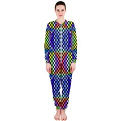 Bright Circle Abstract Black Blue Yellow Red Onepiece Jumpsuit (ladies)  by BrightVibesDesign