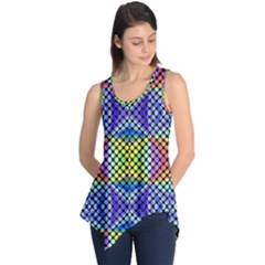 Bright Circle Abstract Black Blue Yellow Red Sleeveless Tunic by BrightVibesDesign