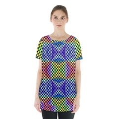 Bright Circle Abstract Black Blue Yellow Red Skirt Hem Sports Top by BrightVibesDesign