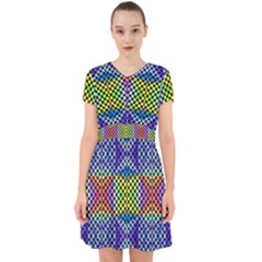 Bright Circle Abstract Black Blue Yellow Red Adorable In Chiffon Dress by BrightVibesDesign