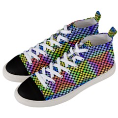 Bright Circle Abstract Black Blue Yellow Red Men s Mid-top Canvas Sneakers by BrightVibesDesign