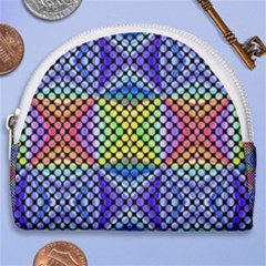 Bright Circle Abstract Black Blue Yellow Red Horseshoe Style Canvas Pouch by BrightVibesDesign