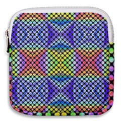 Bright Circle Abstract Black Blue Yellow Red Mini Square Pouch by BrightVibesDesign