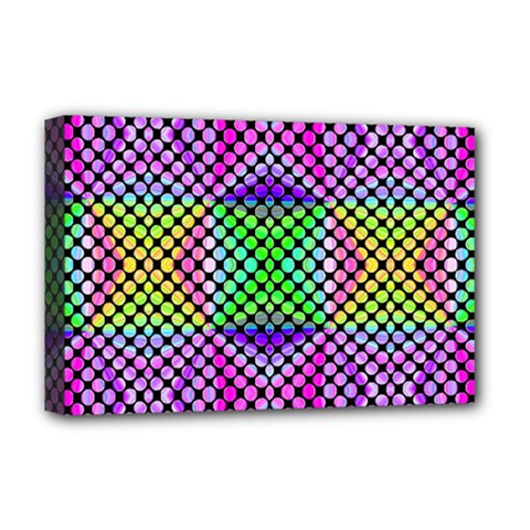 Bright  Circle Abstract Black Pink Green Yellow Deluxe Canvas 18  X 12  (stretched) by BrightVibesDesign