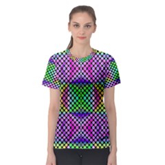 Bright  Circle Abstract Black Pink Green Yellow Women s Sport Mesh Tee