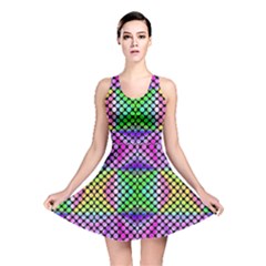 Bright  Circle Abstract Black Pink Green Yellow Reversible Skater Dress by BrightVibesDesign