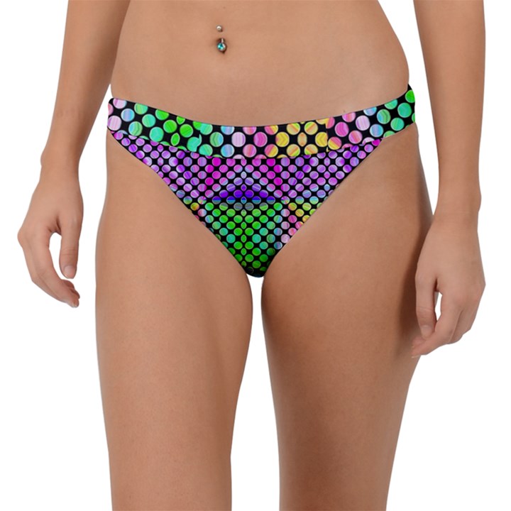 Bright  Circle Abstract Black Pink Green Yellow Band Bikini Bottom