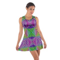 Bright  Circle Abstract Black Pink Green Yellow Cotton Racerback Dress by BrightVibesDesign