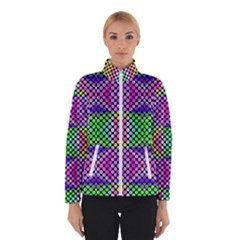 Bright  Circle Abstract Black Pink Green Yellow Winter Jacket by BrightVibesDesign