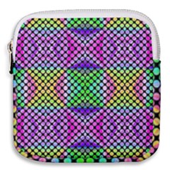 Bright  Circle Abstract Black Pink Green Yellow Mini Square Pouch by BrightVibesDesign