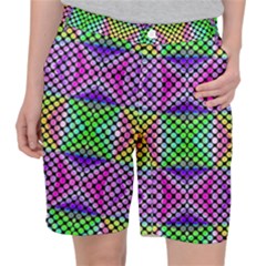 Bright  Circle Abstract Black Pink Green Yellow Pocket Shorts by BrightVibesDesign