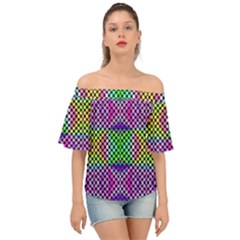 Bright  Circle Abstract Black Pink Green Yellow Off Shoulder Short Sleeve Top