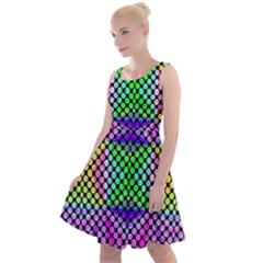 Bright  Circle Abstract Black Pink Green Yellow Knee Length Skater Dress