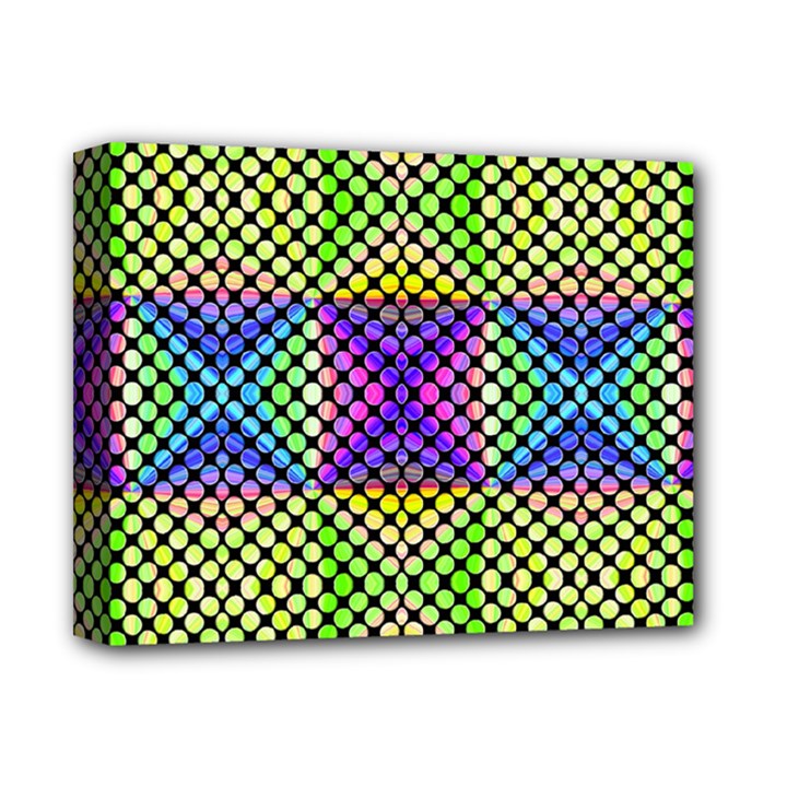 Bright  Circle Abstract Black Yellow Purple Green Blue Deluxe Canvas 14  x 11  (Stretched)