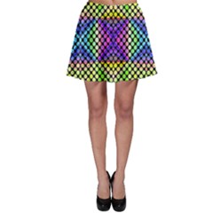 Bright  Circle Abstract Black Yellow Purple Green Blue Skater Skirt by BrightVibesDesign