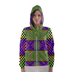 Bright  Circle Abstract Black Yellow Purple Green Blue Women s Hooded Windbreaker by BrightVibesDesign