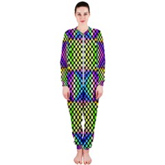 Bright  Circle Abstract Black Yellow Purple Green Blue Onepiece Jumpsuit (ladies)  by BrightVibesDesign