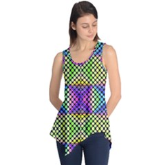 Bright  Circle Abstract Black Yellow Purple Green Blue Sleeveless Tunic by BrightVibesDesign