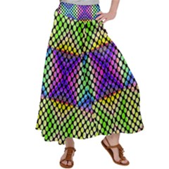 Bright  Circle Abstract Black Yellow Purple Green Blue Satin Palazzo Pants by BrightVibesDesign