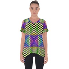 Bright  Circle Abstract Black Yellow Purple Green Blue Cut Out Side Drop Tee by BrightVibesDesign