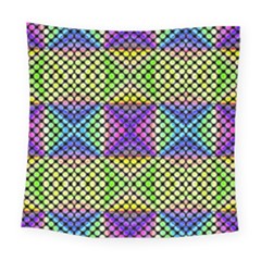 Bright  Circle Abstract Black Yellow Purple Green Blue Square Tapestry (large) by BrightVibesDesign