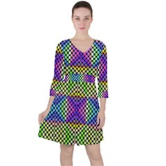 Bright  Circle Abstract Black Yellow Purple Green Blue Ruffle Dress