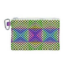 Bright  Circle Abstract Black Yellow Purple Green Blue Canvas Cosmetic Bag (medium) by BrightVibesDesign