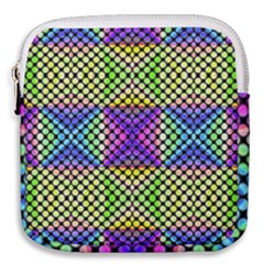 Bright  Circle Abstract Black Yellow Purple Green Blue Mini Square Pouch by BrightVibesDesign