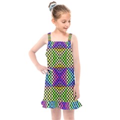 Bright  Circle Abstract Black Yellow Purple Green Blue Kids  Overall Dress by BrightVibesDesign