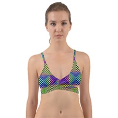 Bright  Circle Abstract Black Yellow Purple Green Blue Wrap Around Bikini Top by BrightVibesDesign