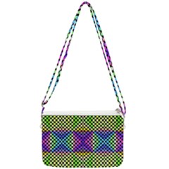 Bright  Circle Abstract Black Yellow Purple Green Blue Double Gusset Crossbody Bag by BrightVibesDesign