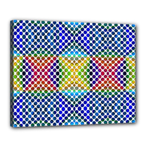 Colorful Circle Abstract White  Blue Yellow Red Canvas 20  X 16  (stretched) by BrightVibesDesign