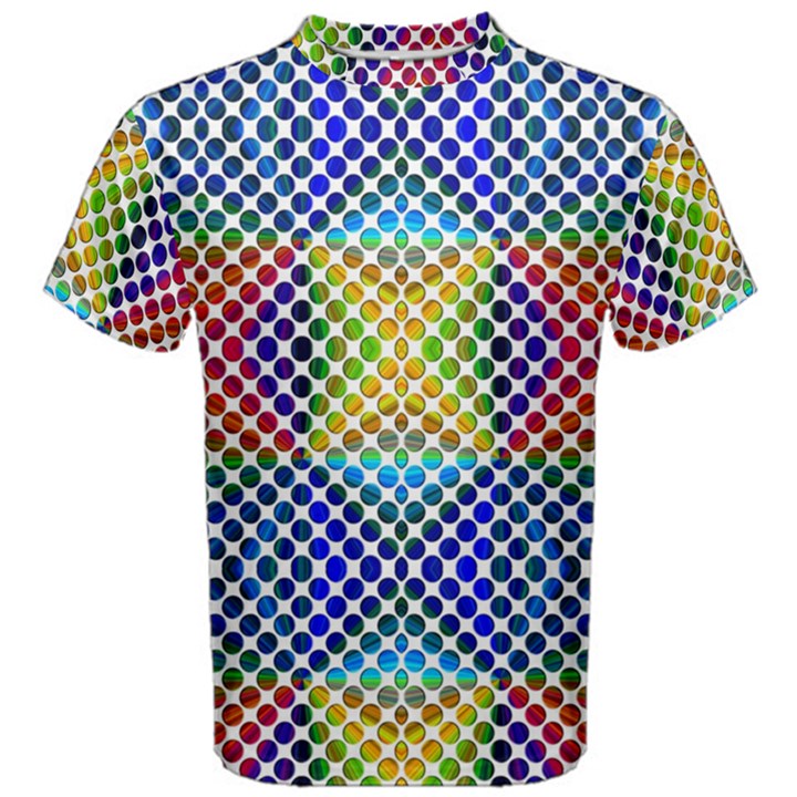 Colorful Circle Abstract White  Blue Yellow Red Men s Cotton Tee