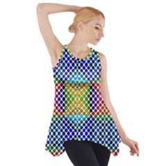 Colorful Circle Abstract White  Blue Yellow Red Side Drop Tank Tunic by BrightVibesDesign