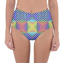 Colorful Circle Abstract White  Blue Yellow Red Reversible High-waist Bikini Bottoms by BrightVibesDesign