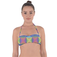 Colorful Circle Abstract White  Blue Yellow Red Halter Bandeau Bikini Top by BrightVibesDesign