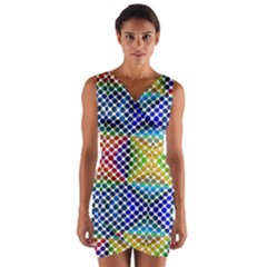 Colorful Circle Abstract White  Blue Yellow Red Wrap Front Bodycon Dress by BrightVibesDesign