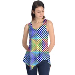 Colorful Circle Abstract White  Blue Yellow Red Sleeveless Tunic by BrightVibesDesign