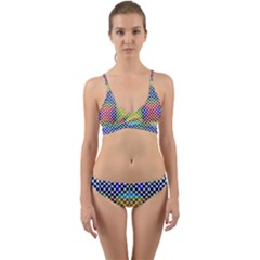 Colorful Circle Abstract White  Blue Yellow Red Wrap Around Bikini Set by BrightVibesDesign