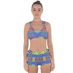 Colorful Circle Abstract White  Blue Yellow Red Racerback Boyleg Bikini Set by BrightVibesDesign