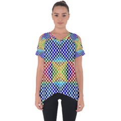 Colorful Circle Abstract White  Blue Yellow Red Cut Out Side Drop Tee by BrightVibesDesign