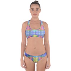 Colorful Circle Abstract White  Blue Yellow Red Cross Back Hipster Bikini Set by BrightVibesDesign