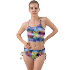 Colorful Circle Abstract White  Blue Yellow Red Mini Tank Bikini Set by BrightVibesDesign