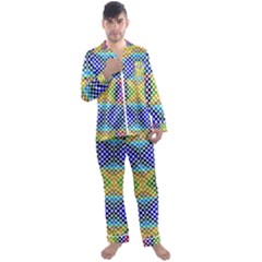 Colorful Circle Abstract White  Blue Yellow Red Men s Satin Pajamas Long Pants Set by BrightVibesDesign