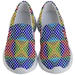 Colorful Circle Abstract White  Blue Yellow Red Kids  Lightweight Slip Ons by BrightVibesDesign